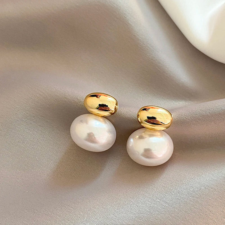 Kalsten | Classy Gold Accented Pearl Stud Earrings