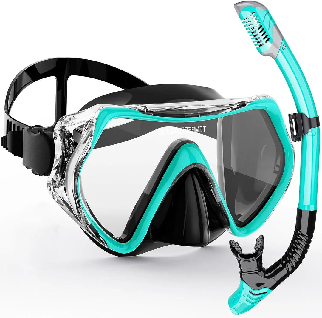 Kalsten | AquaVision Snorkel Mask Set for Adults | Anti-Fog & Impact Resistant | Silicone Edge & Dry Snorkel | 180° Field of View
