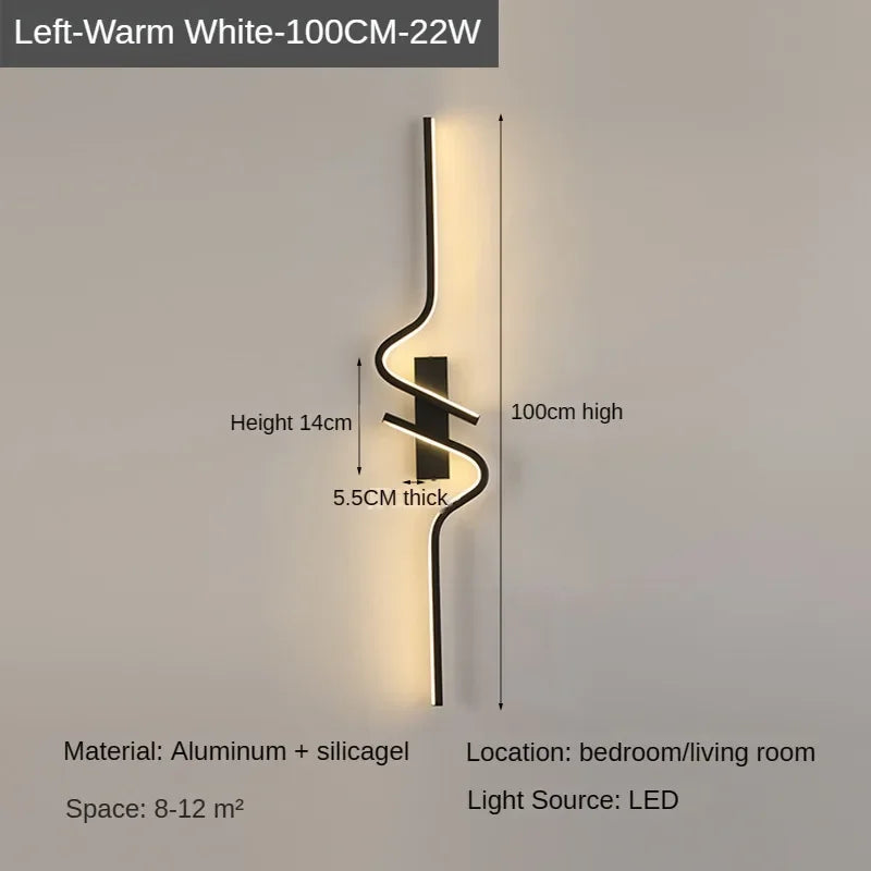 Modern Minimalist Strip Led Wall Light Bedroom Lights For Bedside Wall Sconce Led Light Living Room TV Sofa Background Wall Lamp | Kalsten