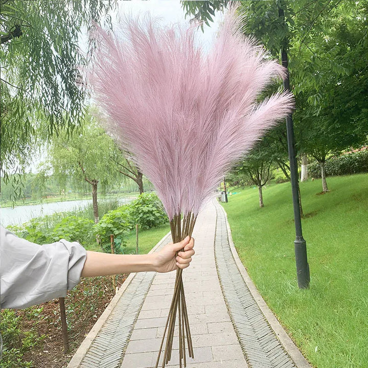 Kalsten | 5 pieces 100 cm Artificial Pampas Grass Dried Flower Bouquet Wedding Party Decoration Home Room DIY Artificial Plants Decoration Supplies