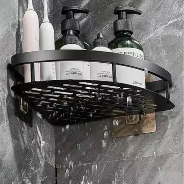Corner Holder Aluminum Wall Shelf – Space-Saving Bathroom Organizer Without Drilling | Kalsten
