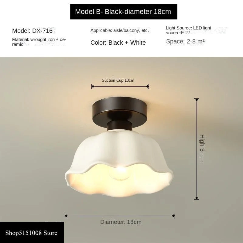Ceramics Glass LED Corridor Ceiling Lamp for Aisle, Corridor, Cloakroom, Balcony Nordic E27 Acrylic Chandelier Rest Light Fixtures | Kalsten