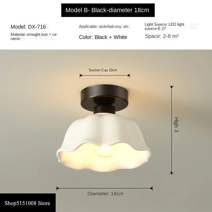 Ceramics Glass LED Corridor Ceiling Lamp for Aisle, Corridor, Cloakroom, Balcony Nordic E27 Acrylic Chandelier Rest Light Fixtures | Kalsten