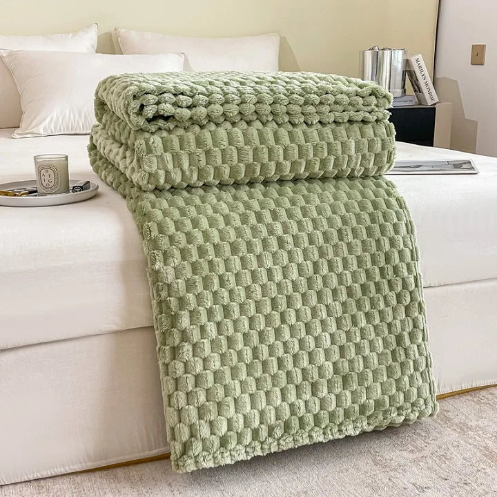 Kalsten | Checked Soft Velvet Blanket Warm Cozy Throw for Couch and Bed