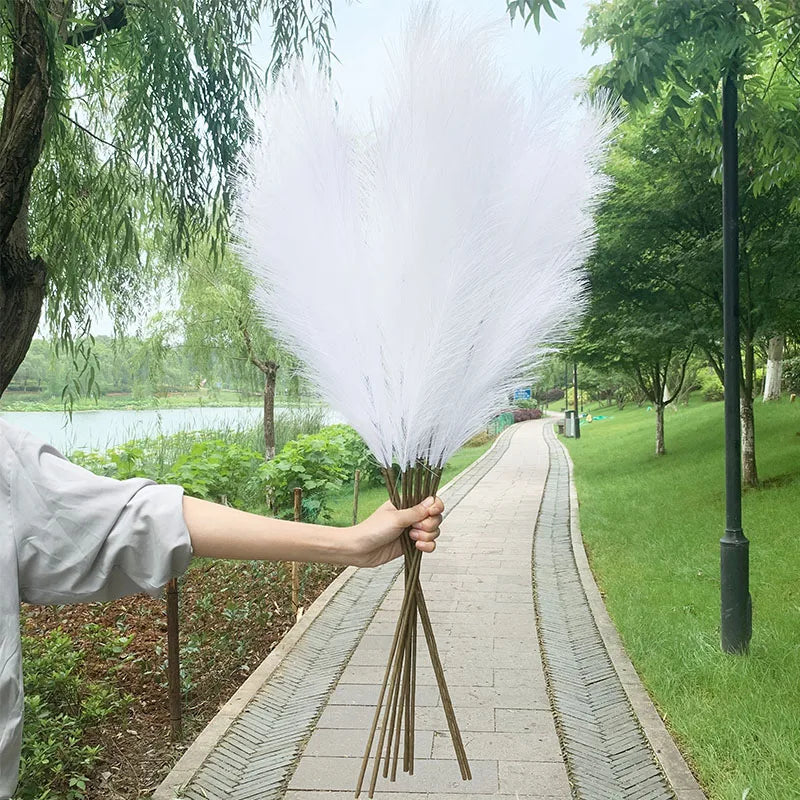 Kalsten | 5 pieces 100 cm Artificial Pampas Grass Dried Flower Bouquet Wedding Party Decoration Home Room DIY Artificial Plants Decoration Supplies