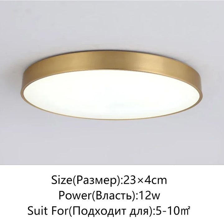 Modern LED Corridor Ceiling Light Lamps - Simple Golden Round | Kalsten