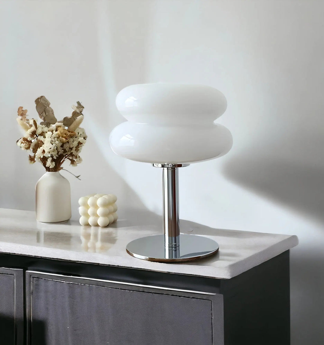 Elegant Macaron Glass Table Lamp with USB - 3 Light Colors Kalsten