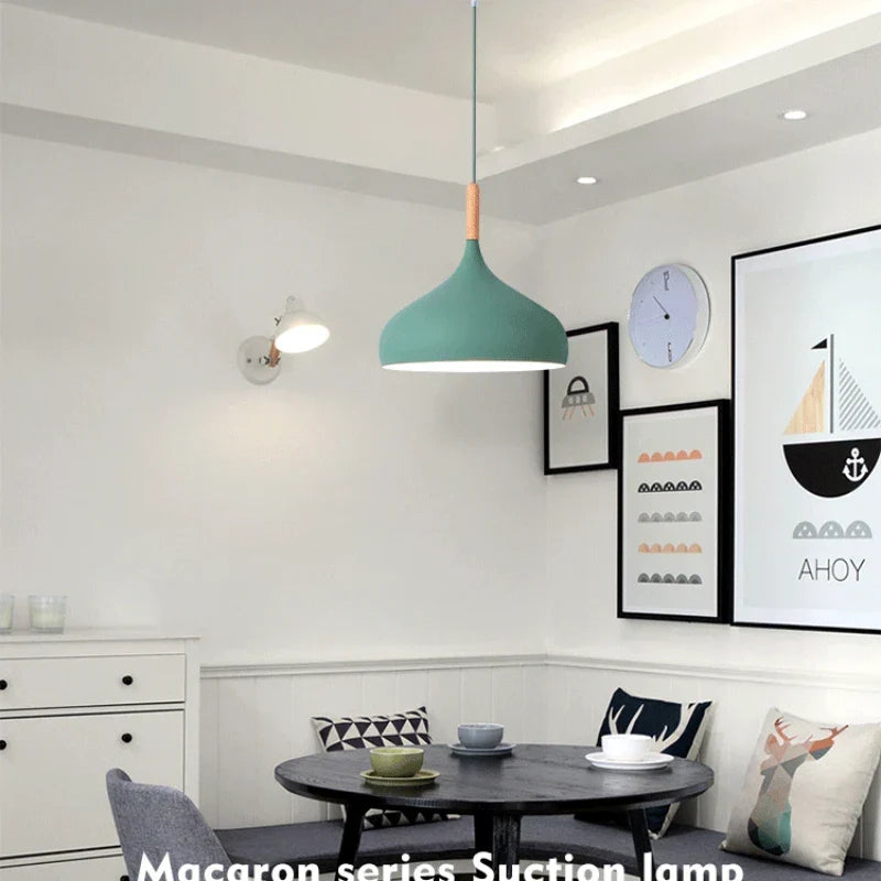 Modern Macaron Pendant Lamp – Colorful LED Chandelier for Bedroom, Restaurant, Office & Living Room – Adjustable Aluminum Hanging Light | Kalsten