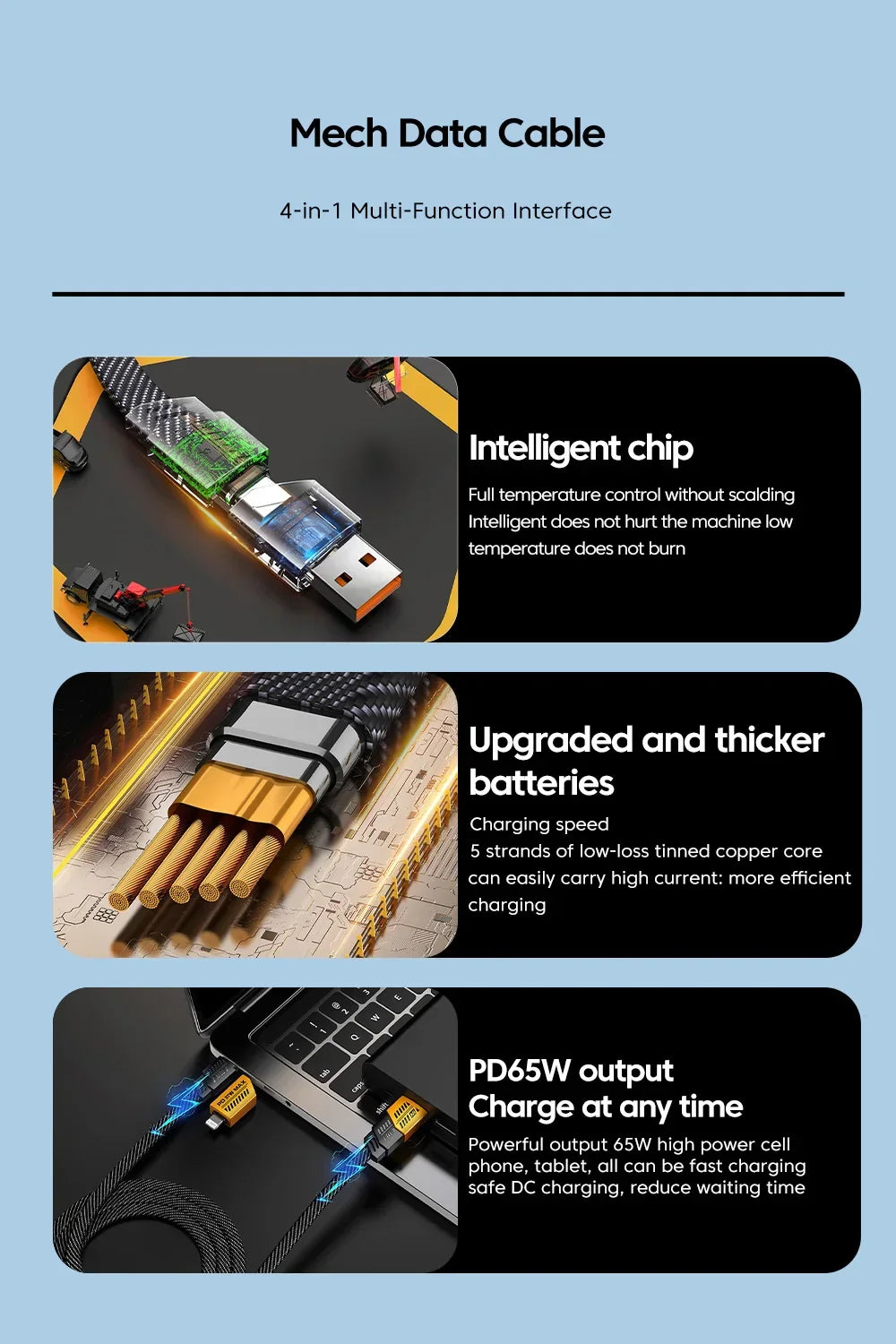 BowLift | Ultra Strong 4 in 1 Fast Charge Data Cable