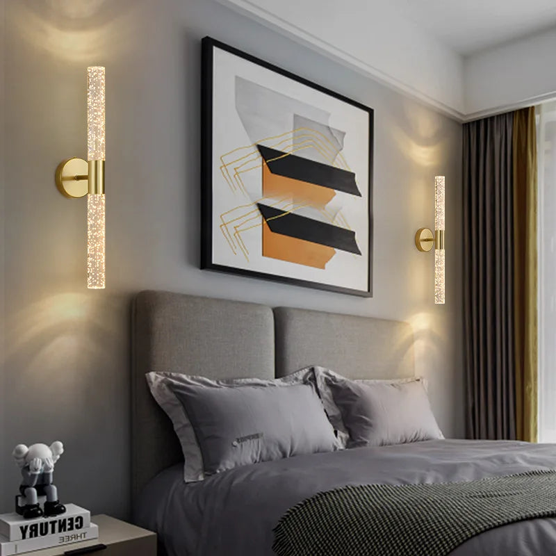 Modern LED Crystal Wall Lamp – Sleek Wall-Mounted Light Fixture for Bedroom, Living Room, Aisle, and Corridor | Kalsten