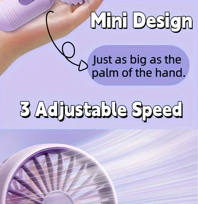 Mini Handheld USB Fan – 3-Speed Strong Wind Portable Desk Fan, Rechargeable for Students, Office, Outdoor, Travel, and Camping | Kalsten