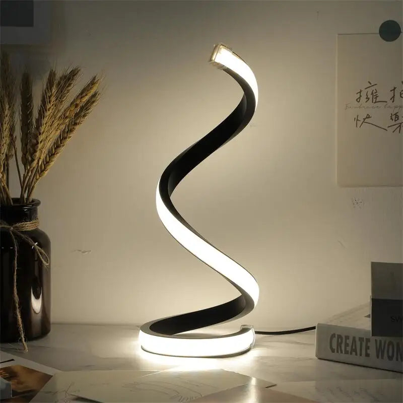 Modern LED Spiral Table Lamp – Three-Speed Dimming, USB Power, Decorative Bedroom & Desk Light | Kalsten