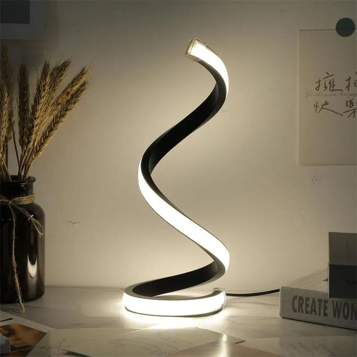 Modern LED Spiral Table Lamp – Three-Speed Dimming, USB Power, Decorative Bedroom & Desk Light | Kalsten