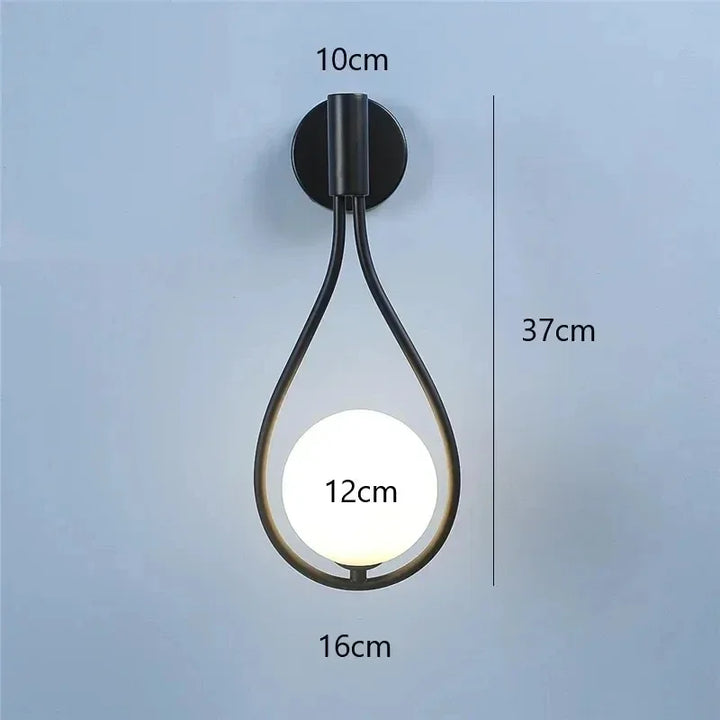 Modern Metal and Glass Ball Wall Lamp – Nordic Style Wall Lighting for Living Room, Bedroom, Aisle, Corridor, and Staircase – AC Powered, LED Bulb Included | Kalsten