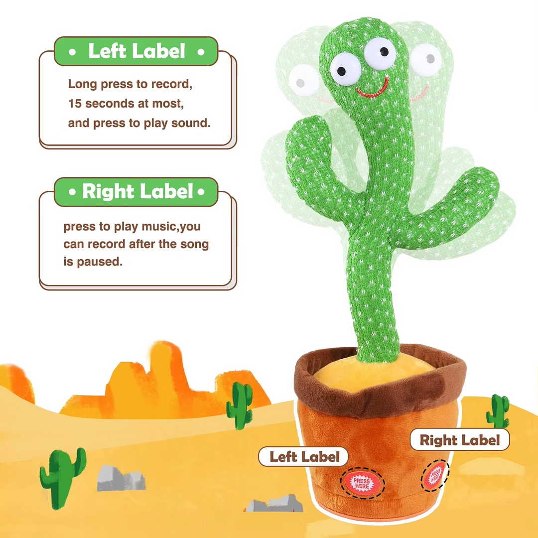 Kalsten | Interactive Sing & Dance Cactus Plush Toy with 120 Songs