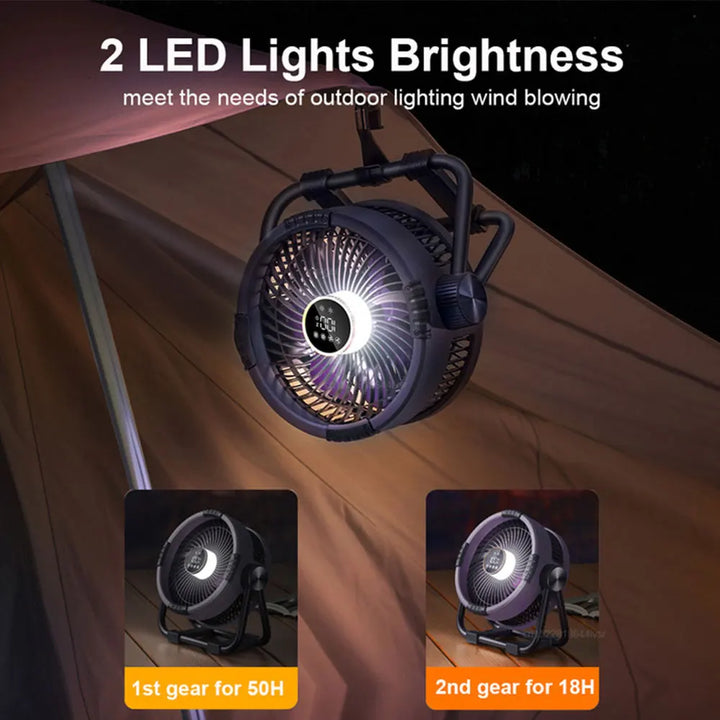 Camping Fan with 20,000mAh Battery, LED Light & Remote Control – WindMate | Kalsten