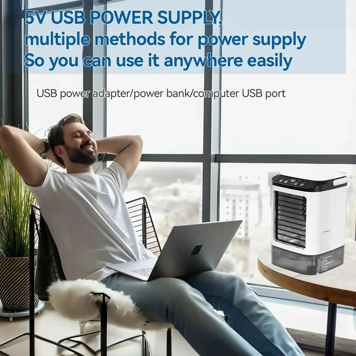 Portable Mini Air Conditioner – 3-Speed Small AC Unit with 900ML Water Tank, Electric Fan and Humidifier for Bedroom & Office | Kalsten