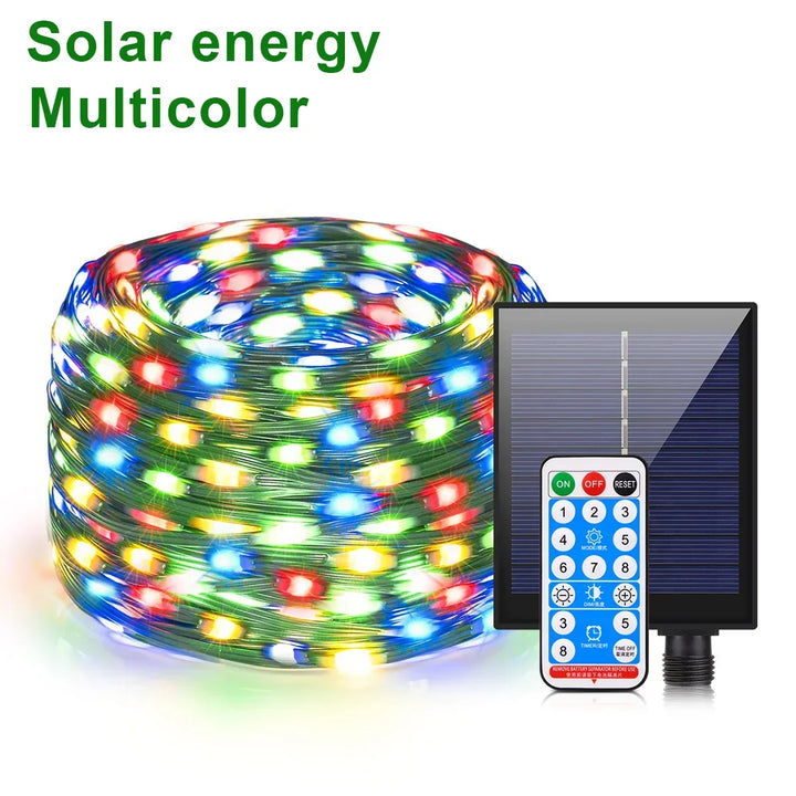 Kalsten | Solar String Lights 100M LumiSol ProLine | 8 Modes | IP65 Waterproof | Extra Bright LEDs | Remote Control & Quick Charge | For Garden, Wedding & Christmas