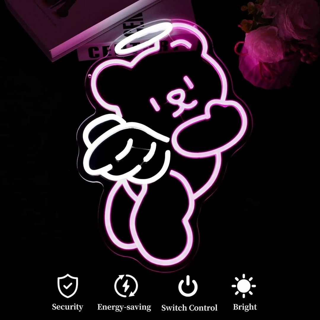 Kalsten | Charming Bear Neon Light with Dimmer - USB Powered Wall Decor