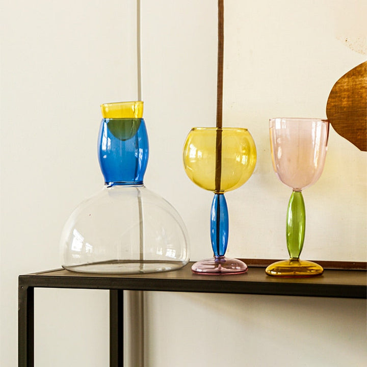 Kalsten | Chalice and carafe made of colored glass by Phillips