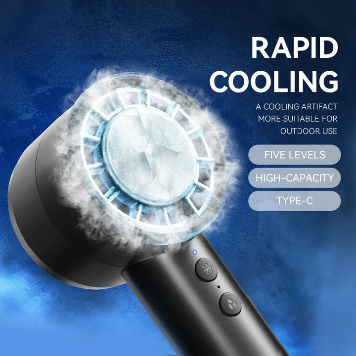 Kalsten | Brisano AirCool Mini Hand Fan with Cooling Function | 5 Speeds | LED Display & USB Charging | Quiet & Portable | For Travel, Office & Outdoor