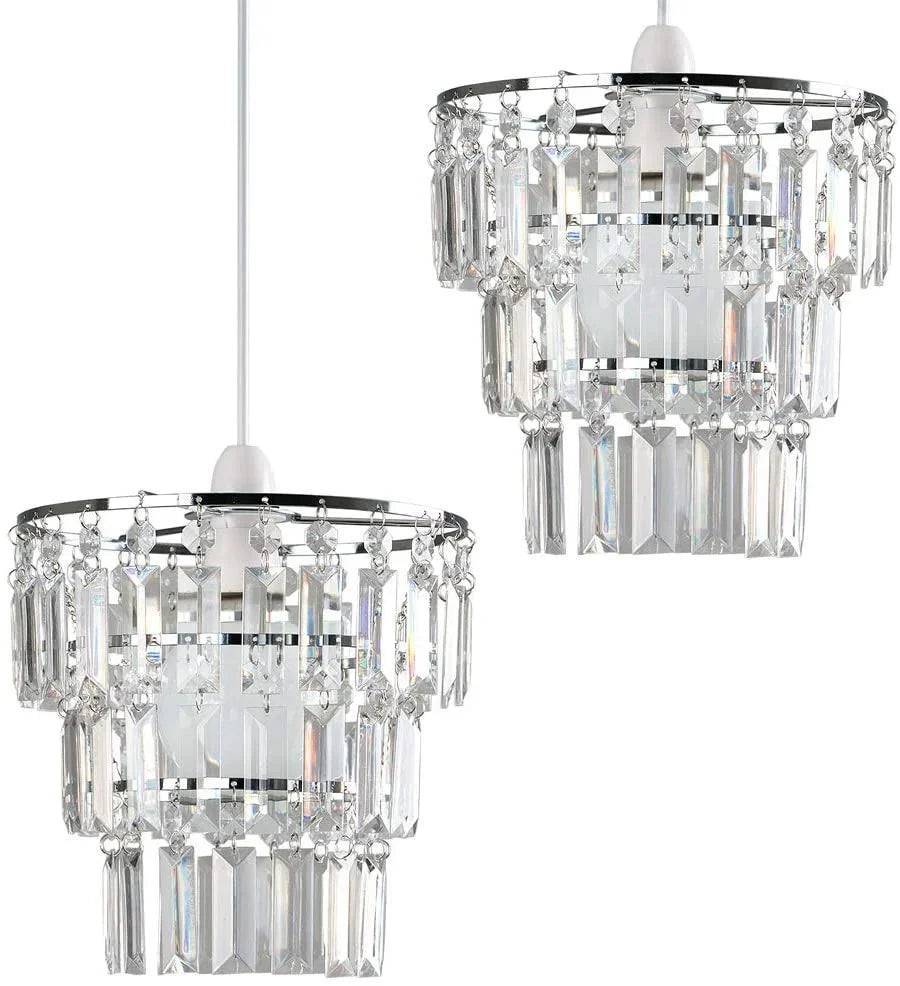 Modern 3-Tier Clear Beaded Chandelier: Elegant Acrylic Droplet Lampshade | Kalsten