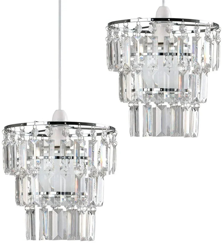 Modern 3-Tier Clear Beaded Chandelier: Elegant Acrylic Droplet Lampshade | Kalsten