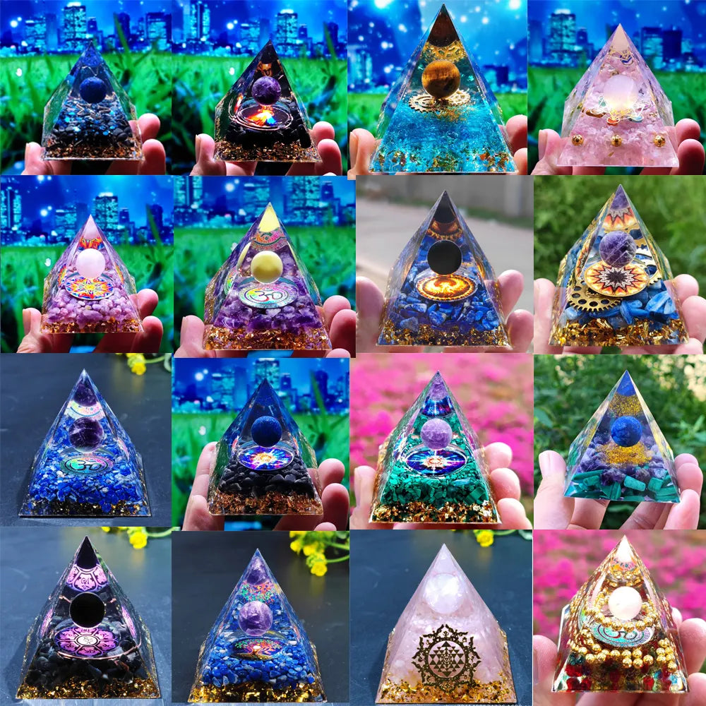 Orgonite Pyramid with Amethyst Pendulum – Energy, Protection and Decoration | Kalsten