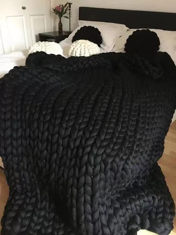 Kalsten | Chunky Knit Blanket – Cozy Wool Blanket for Every Room – Soft & Warm – Perfect for Sofa and Bed
