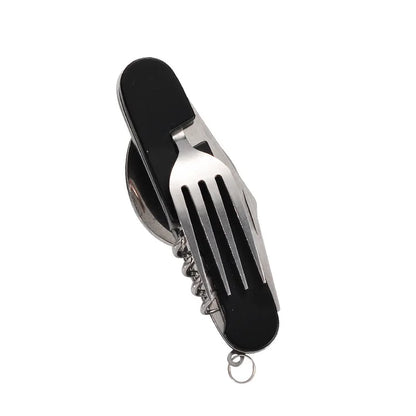 Skanto | 4-in-1 Outdoor Cutlery Set Camplico | Folding Spoon, Fork, Knife & Bottle Opener | Stainless Steel & Compact | For Camping & Travel