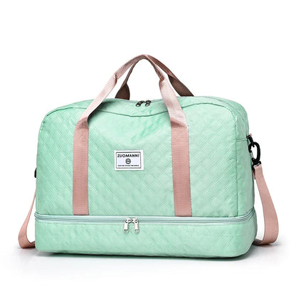 Brehn | Raumio TravelFlex Lightweight Travel Bag with Diamond Pattern | Large Sports & Weekend Bag with Shoe Compartment & Wet Compartment | Carry-on Compatible & Foldable