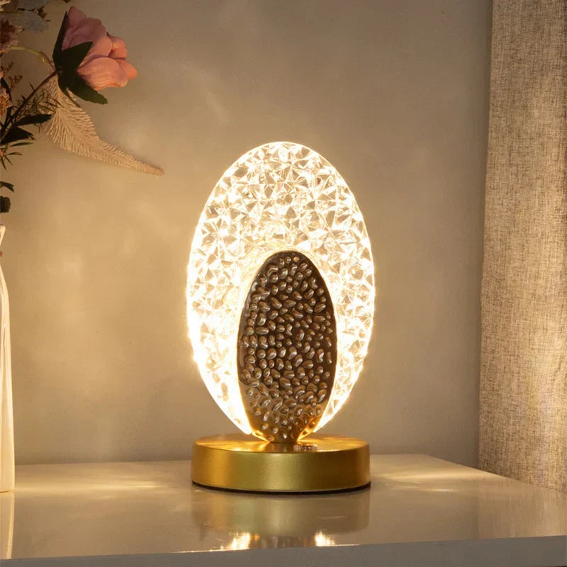 Crystal LED Table Lamp: Dimmable, USB Charging, Touch & Remote Control | Kalsten