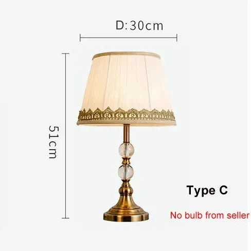 American Imitation Copper Crystal Bedside Lamp - Modern European Style Desk Lamp | Kalsten
