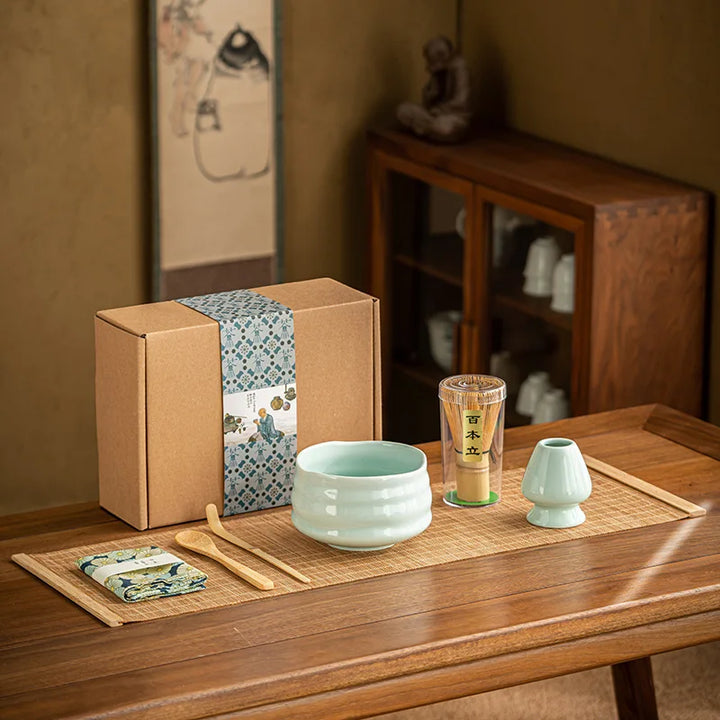 Matcha Set 7-Piece Natural Bamboo and Ceramic Matcha Bowl and Whisk Gift Set-2