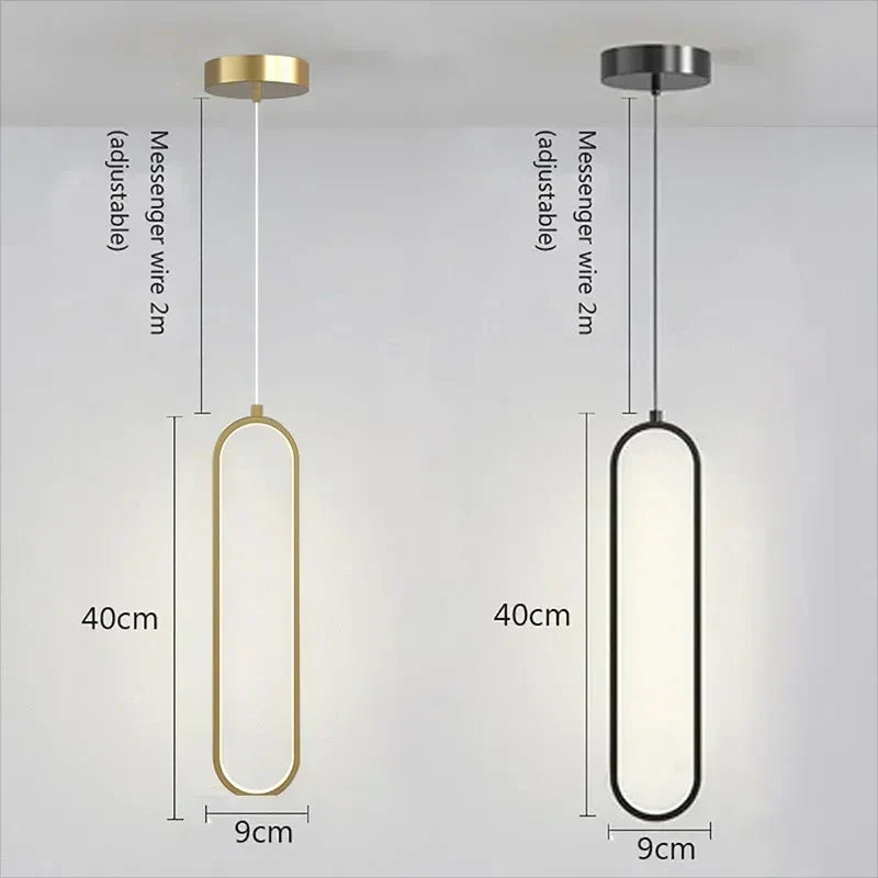 Modern LED Pendant Light – Black and Gold Hanging Lamp for Bedroom, Living Room, and Dining Room – Stylish Indoor Ceiling Light Fixture | Kalsten