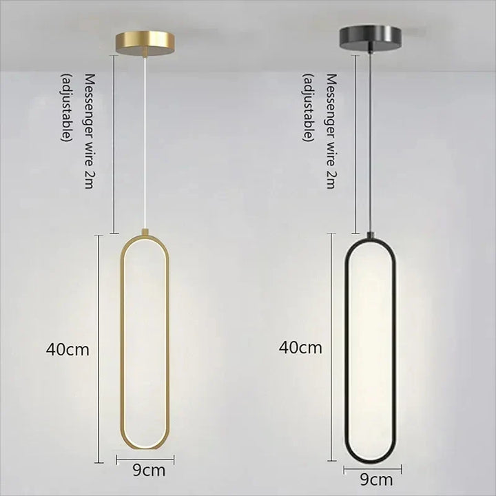 Modern LED Pendant Light – Black and Gold Hanging Lamp for Bedroom, Living Room, and Dining Room – Stylish Indoor Ceiling Light Fixture | Kalsten