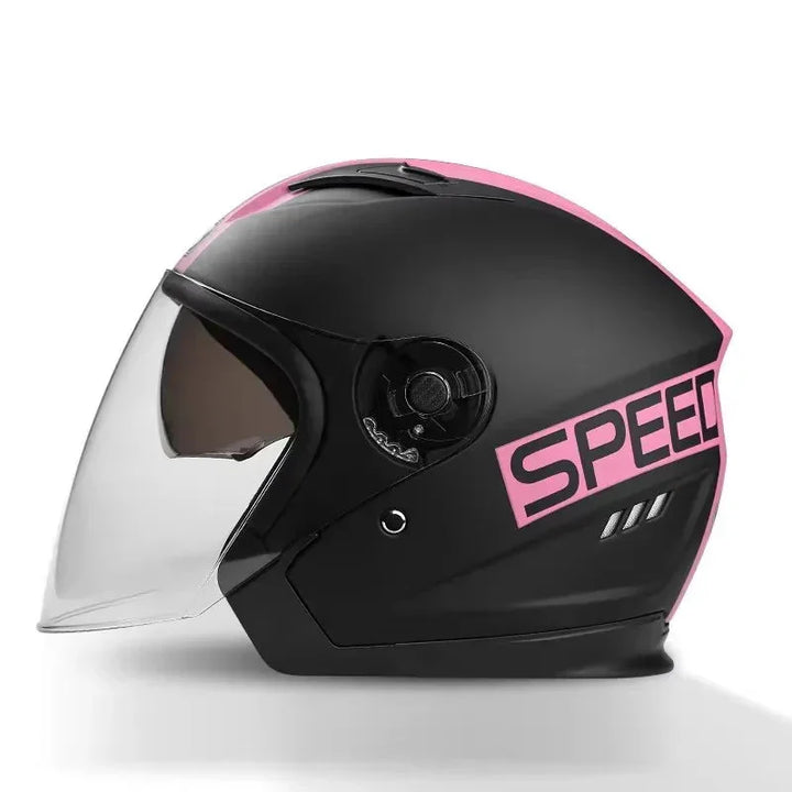 Kalsten | Retro 3/4 Open-Face Motorcycle Helmet with Dual Lens – AeroRide