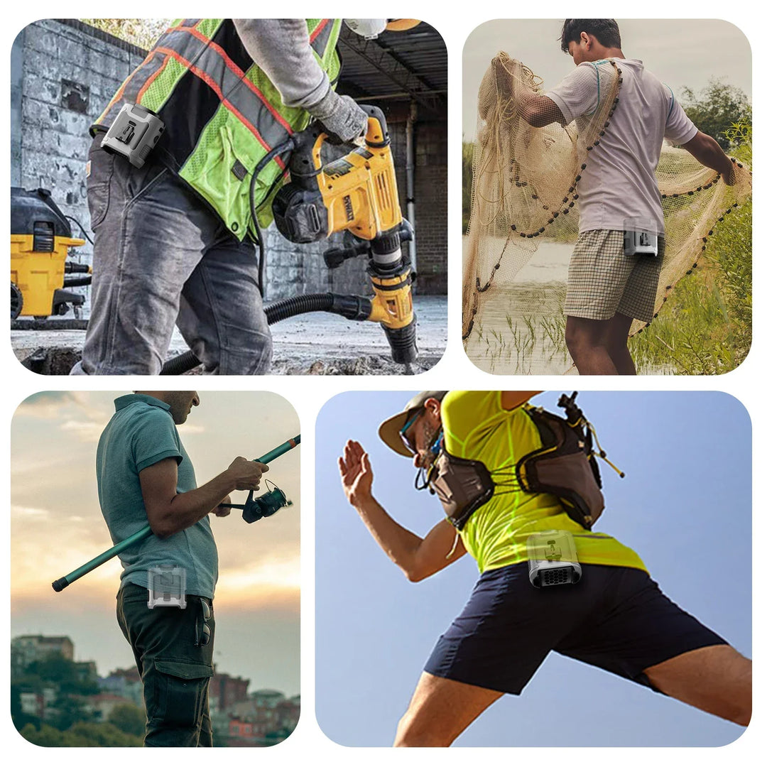 Portable Waist Fan – Hanging Neck Fan with Power Bank, Strong Wind, LED Lighting for Sports, Courier, Outdoor Work | Kalsten