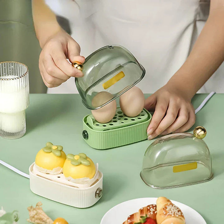 Kalsten | 120W 220V Electric Egg Cooker & Egg Poacher - Automatic Mini Breakfast Machine for 2 Eggs, Portable Steamer