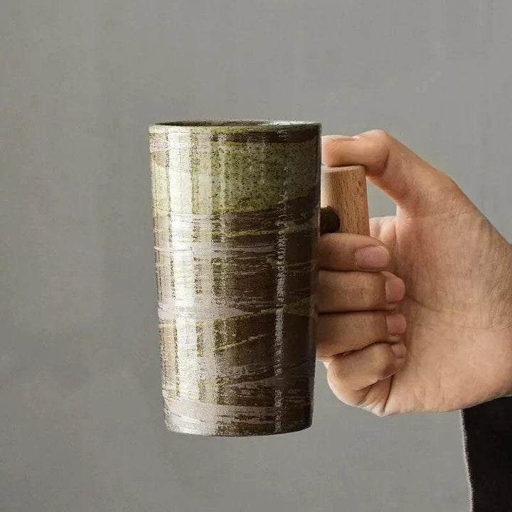 ScandiSip Ceramic Mug – Minimalist Scandinavian Design with Wooden Handle | Kalsten