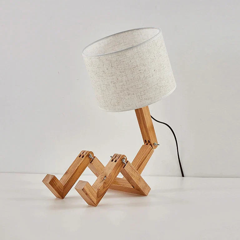 Playful Robot Table Lamp - made of Sustainable Wood for Creative Spaces Kalsten