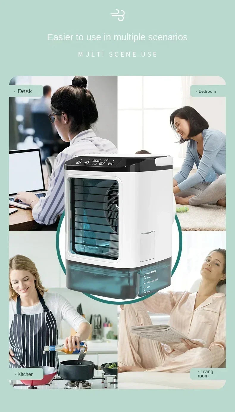 Portable Desktop Air Conditioner Fan – Dual Spray Ultrasonic Humidifier, 3-Speed Silent Air Cooler with Night Light for Home | Kalsten