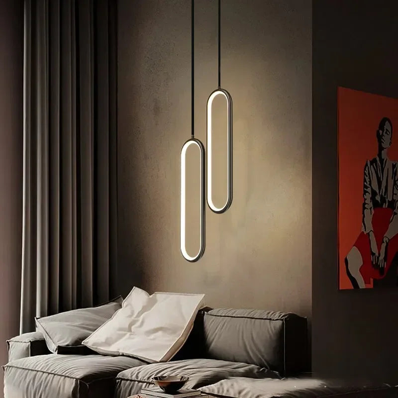 Modern LED Pendant Light – Black and Gold Hanging Lamp for Bedroom, Living Room, and Dining Room Décor | Kalsten