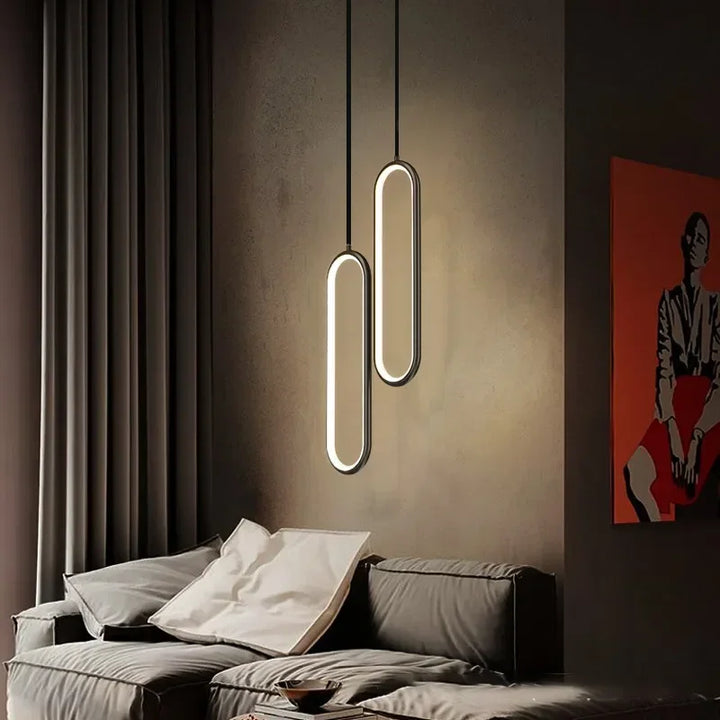 Modern LED Pendant Light – Black and Gold Hanging Lamp for Bedroom, Living Room, and Dining Room Décor | Kalsten