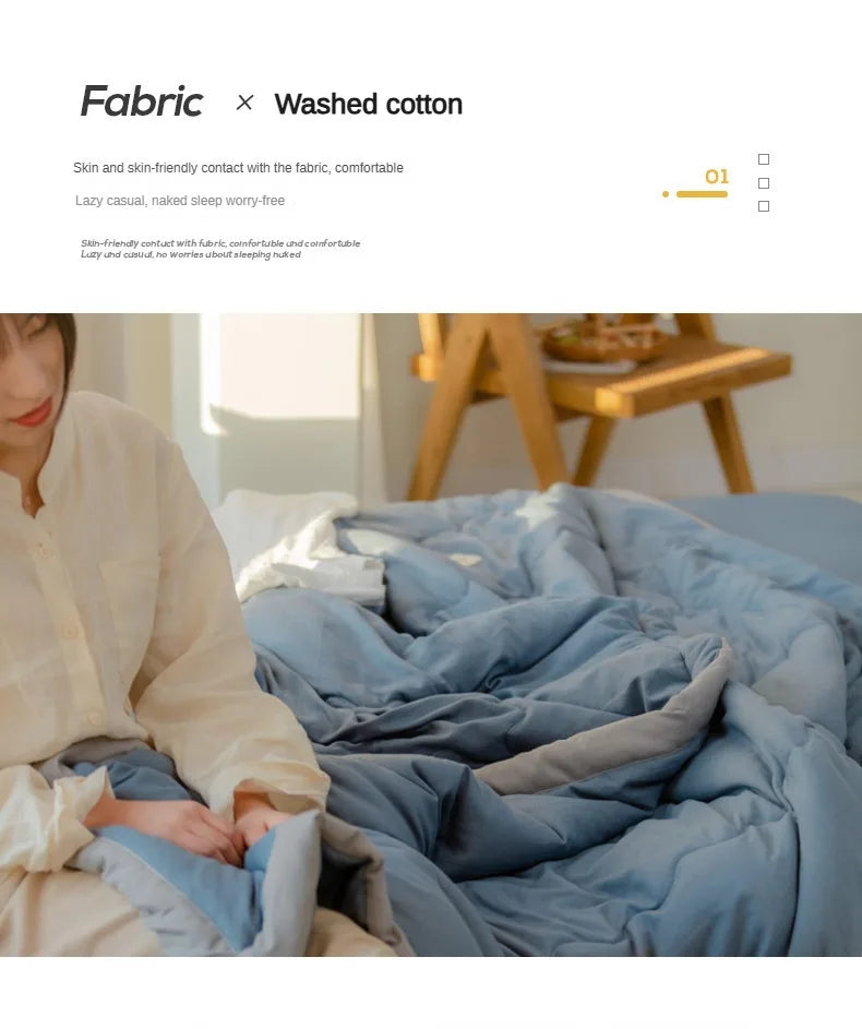 2024 Japanese Cotton-Polyester Summer Quilt – Lightweight, Washable, Skin-Friendly Solid Color Quilt | Kalsten