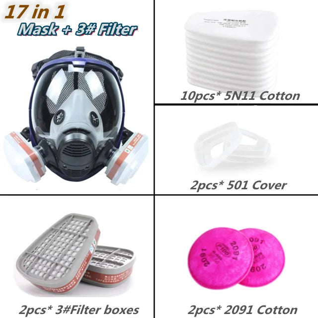 Kalsten | Full Face Respirator Mask with Anti-Fog Lens and Industrial Gas Filters