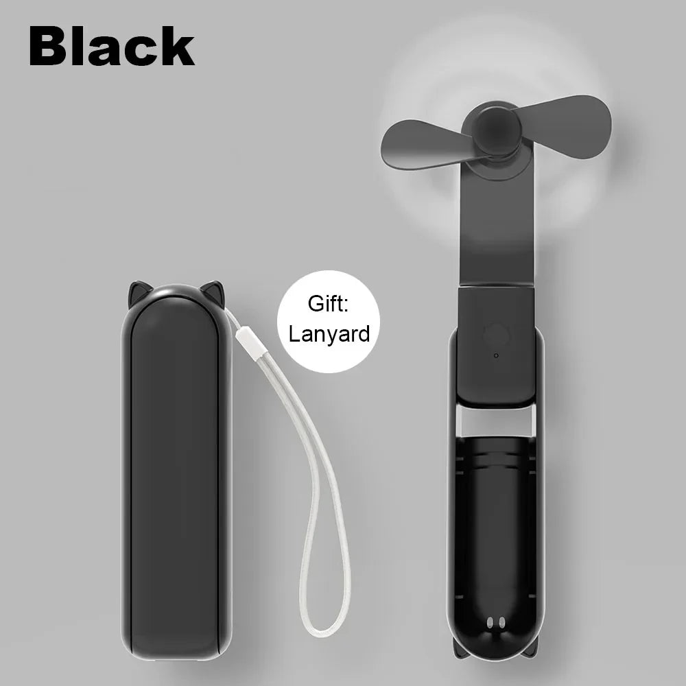 Portable Mini Handheld USB Fan – Rechargeable Folding Pocket Fan with Battery, Cooling Hand Fan and Power Bank Function | Kalsten