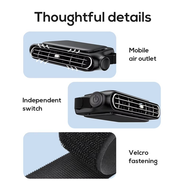 Car Headrest Cooling Fan 3 Speed Adjustable Electric Car Seat Fan 5V/2A Car Rear Backrest Fan Car Interior Accessories | Kalsten