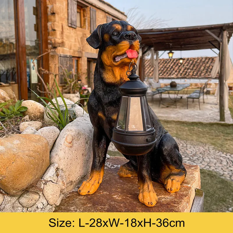 Kalsten | Solar-Powered Outdoor Resin Dog Statue Lamp