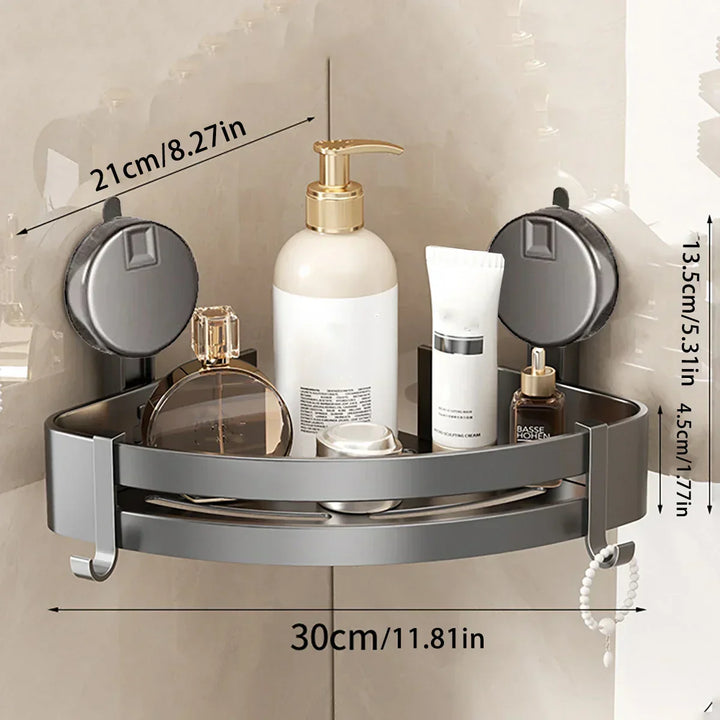 Kalsten | No-Drill Suction Powered Corner Bathroom Organizer